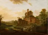 called Pascha Johann Friedrich Weitsch, Southern Landscape with Travellers and Ruins, Oil on canvas