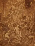 Cornelius Schut, The Martyrdom of Saint George, Brown ink and was