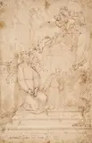 Antonio Balestra, The Virgin appearing before Saint Francis, Brown ink and was