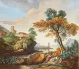 Italian School 18th century, Southern Landscape with Apollo and Coronis