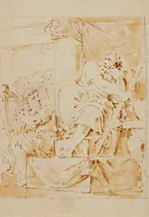 David before Saul by Bernhard Rode, Brown wash over graphite, offered May 2018