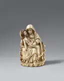 A carved ivory pieta group, presumably Spanish or Portuguese, 17th century by Probably Spain or Portugal 17th century, Carved in the round, with extensive remains of presumably original polychromy. A finely carved devotional sculpture. Alt, offered May 2018