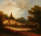 attributed to Carl Graeb, The New Chambers in the Park of Sanssouci Palace, Oil on canvas