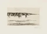 Max Liebermann, Polospiel (Jenisch-Park in Klein-Flottbek), Etching on laid paper "Van Gelder Zonen"