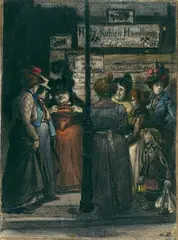 Heinrich Zille, Gegen Morgen (Am Morgen), 1901, Mixed media (coloured chalks, charcoal, ink, opaque white, watercolour, and pencil) on paper (