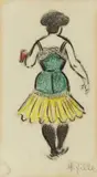 Kellnerin im Nachtlokal (Rückenfigur) by Heinrich Zille, Coloured chalks, charcoal, and pencil on plain paper 14.8 x 8.6/, sold Apr 2018