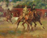 Gino DeFinetti, Im alten Berliner Hippodrom, Before 1928, Oil on canvas