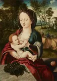Probably Antwerp School circa 1520 & 1530, The Virgin and Child with Grapes, Oil on panel (parquetted)