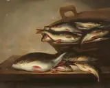 E. Bontekoe, Still Life with Freshwater Fish, Oil on panel (parquetted)