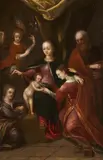 attributed to Michiel Coxcie I, The Mystical Marriage of Saint Catherine, Oil on panel (parquetted)