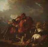 Cavalry Battle by Probably French School 17th century, Oil on canvas (relined), offered Mar 2018