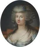 French School circa 1780, Portrait of a Lady with Cornflowers, Poppies, and Wheat in her Hair, Pastel on paper
