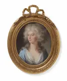 French School late 18th century, Portrait of a Young Lady with a Pearl Necklace, Oil on canvas (relined)