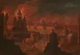 circle of Daniel van Heil, The Burning of Troy, Oil on canvas (relined)