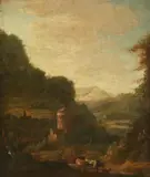 attributed to Guilliam (Willem) de Heusch, Pastoral Southern Landscape with a Castle, Oil on panel
