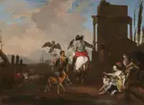 attributed to Abraham Hondius, The Falconers, Oil on canvas (relined)