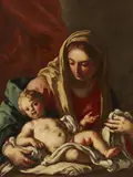 Italian School 18th century, The Virgin and Child, Oil on canvas (relined)