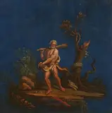 Italian School 18th century, Hercules and the Serpent, Oil on panel (parquetted)