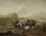Southern Landscape with Shepherdesses and a Farmer by circle of Hendrik Mommers, Oil on canvas (relined), offered Mar 2018