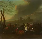 Netherlandish School late 17th century, Cavalry Battle, Oil on panel