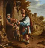 Netherlandish School 2nd half 17th century, The Rat Poison Seller, Oil on panel