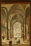 Christian Stöcklin, Church Interior with Groyne Vaulting, Oil on panel