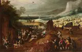 Landscape with a Battle between Peasants and Soldiers by follower of Sebastiaan Vrancx, Oil on canvas (relined), sold Mar 2018