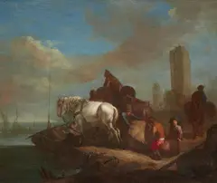 copy after Philips Wouwerman, View of a Harbour, Oil on panel