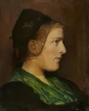 Young Lady in a Bonnet by in the manner of Albert Anker, Oil on canvas, sold Mar 2018