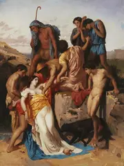 copy after William Adolphe Bouguereau, Zenobia Found by the Shepherds of the Arax, Oil on brass