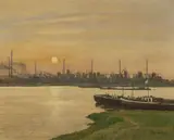 Duisburg Harbour by Max Clarenbach, Oil on canvas, sold Mar 2018