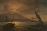 Johann Anton Castell, Harbour Scene at Dusk