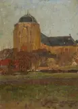 Max Clarenbach, The Grote Kerk in Veere near Vlissingen, Oil on canvas, mounted on panel