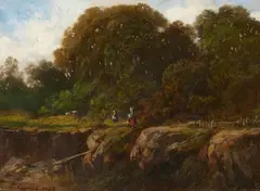 Léon Cogniet, Early Autumn Landscape, Oil on card, mounted on panel