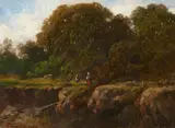 Léon Cogniet, Early Autumn Landscape, Oil on card, mounted on panel