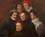 German School, 1st half 19th century, A Group Portrait, Oil on canvas (relined)