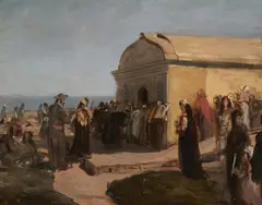 Wilhelm Gentz, Oil Study of a Procession, Oil on hardboard