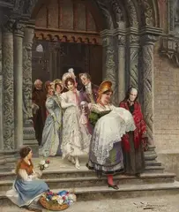 Johann Hamza, The Christening Party, Oil on panel