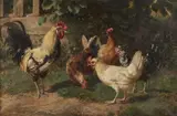 Johann Baptist Hofner, The Chicken Farm, Oil on canvas