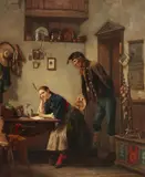 Karl Hübner, The Love Letter, Oil on canvas