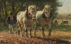 Julius Paul Junghanns, Peasant with a Plow, Oil on canvas