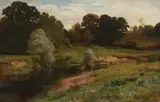 Albert von Keller, Wooded Landscape with a Stream, Oil on canvas (relined)