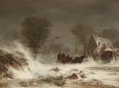 Hermann Kauffmann, Snowy Scene, Oil on canvas