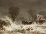 Hermann Kauffmann, Snowy Scene, Oil on canvas