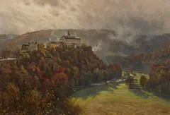 Carl Malchin, The Castle Schwarzburg in Thuringia, Oil on canvas