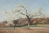 attributed to Jean François Millet, A Flowering Apple Tree, Oil on canvas