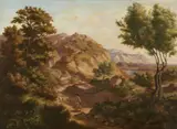 Carl Julius Milde, Italian Landscape with Shepherds, Oil on panel