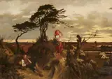 Probably North German School 19th century, The Little Firewood Collector on the Moor, Oil on canvas (relined)