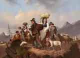 attributed to Johann Matthias Ranftl, Shepherds Going Down to the Valley, Oil on canvas