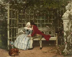 The Courtship by Josef Scheurenberg, Oil on panel, offered Mar 2018
